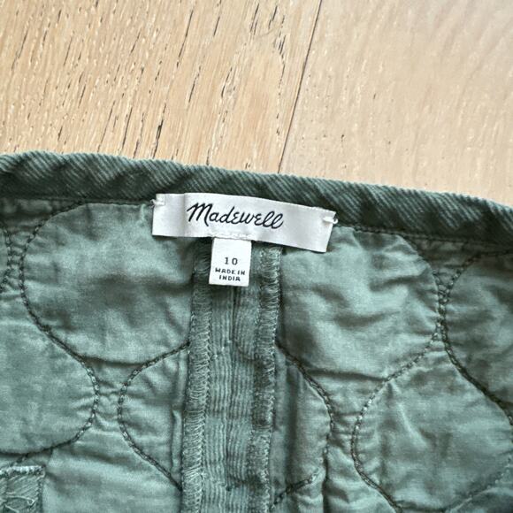 MADEWELL Corduroy Quilted Mini Wrap Skirt Sage Green A-Line Button | 10 - Picture 6 of 9